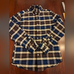 J Crew Oxford slim cut long sleeve plaid flannel shirt, size medium